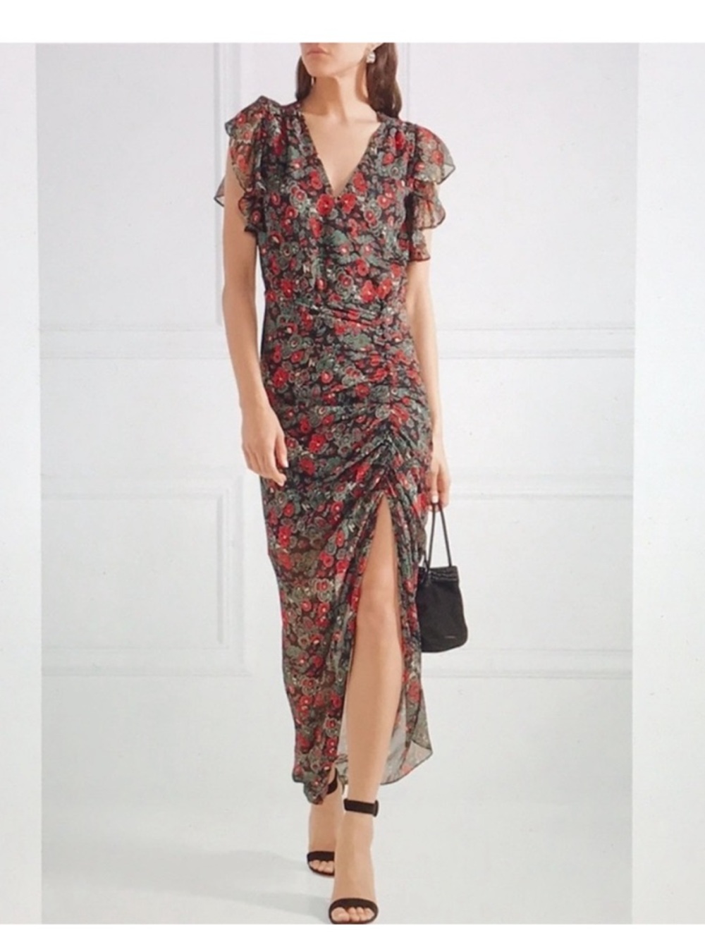 Veronica Beard Cecile Ruched Floral Silk Dress size 4